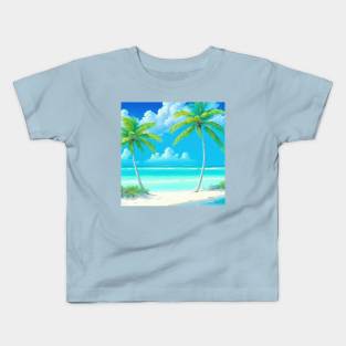 Paradise beach palm trees Kids T-Shirt